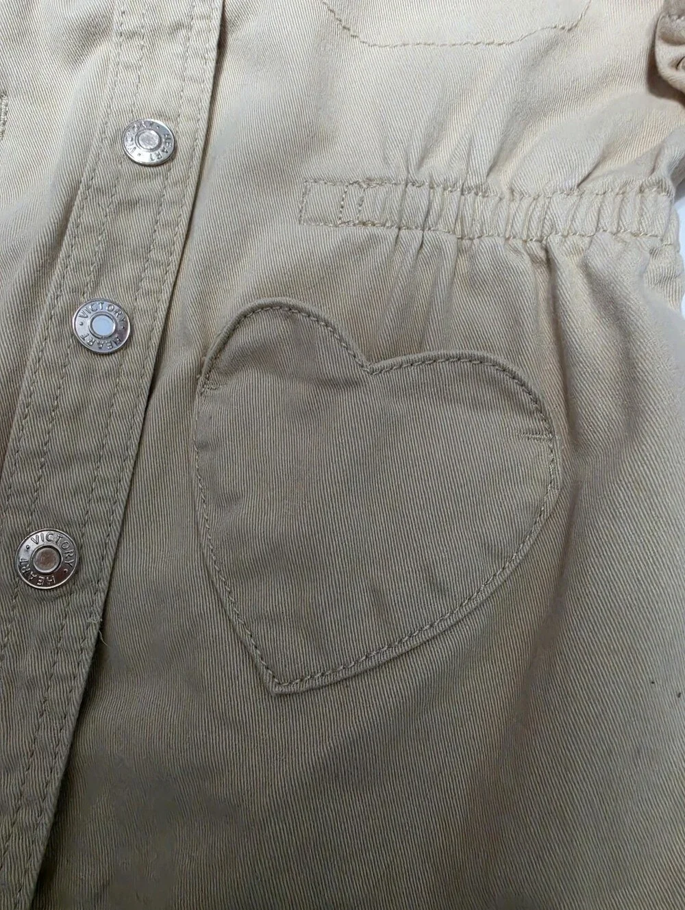 Victory Heart Girl's Cotton Lightweight Khaki Utility Hoodie Jacket Sz 6
